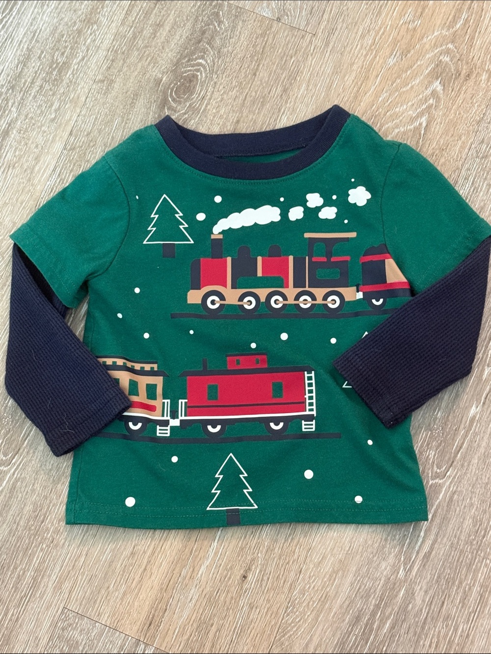 The Childrens Place Baby Boy Winter Train Jeep Green Joggers Shirt Outfit Set - Picture 9 of 16